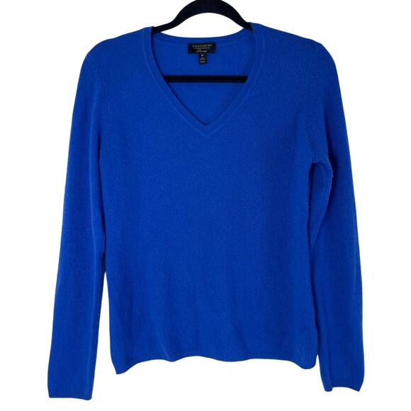 Cashmere V Neck Sweater Blue Color size M - Picture 1 of 10
